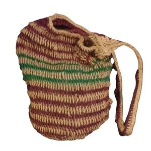 Ghanaian hand-made bag‎ with coiled, weighted base, vintage SKUW462